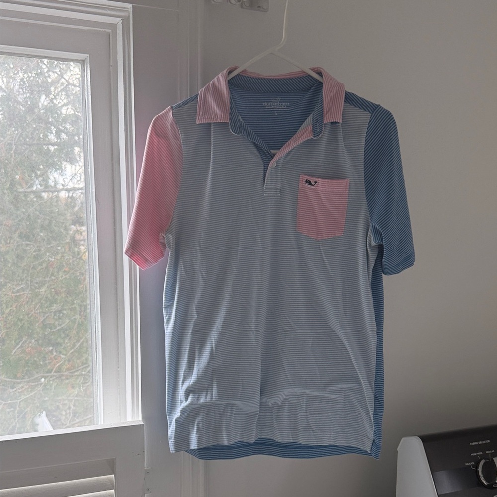 Vineyard Vines Blue and Pink Kids Polo Shirt
